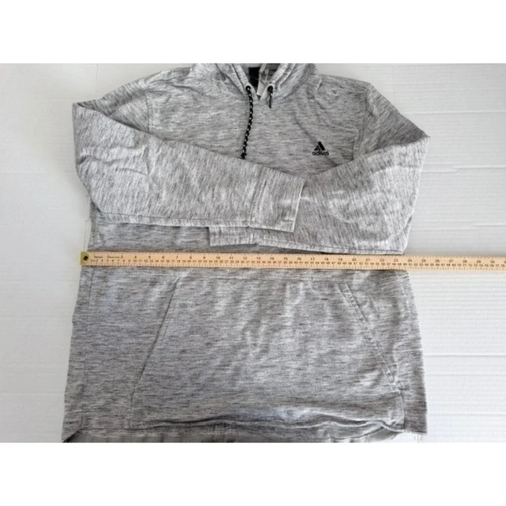 Adidas Mens 2XL Grey Space Dye Heathered Pullover Hoodie Kangaroo Pocket Logo